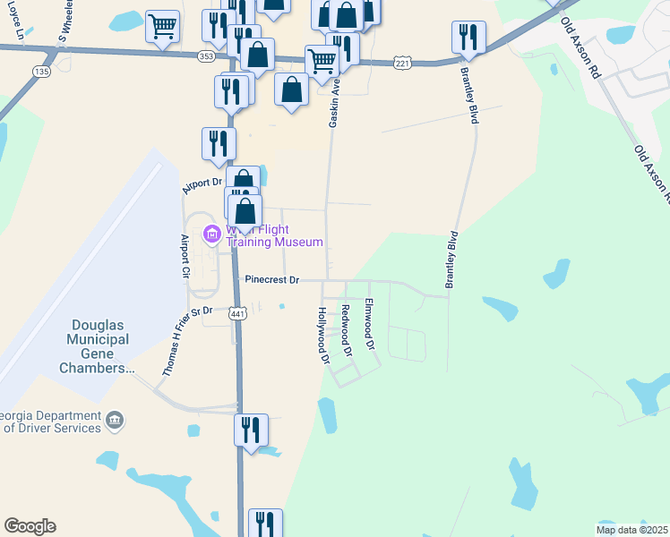 map of restaurants, bars, coffee shops, grocery stores, and more near 1746 Gaskin Avenue South in Douglas