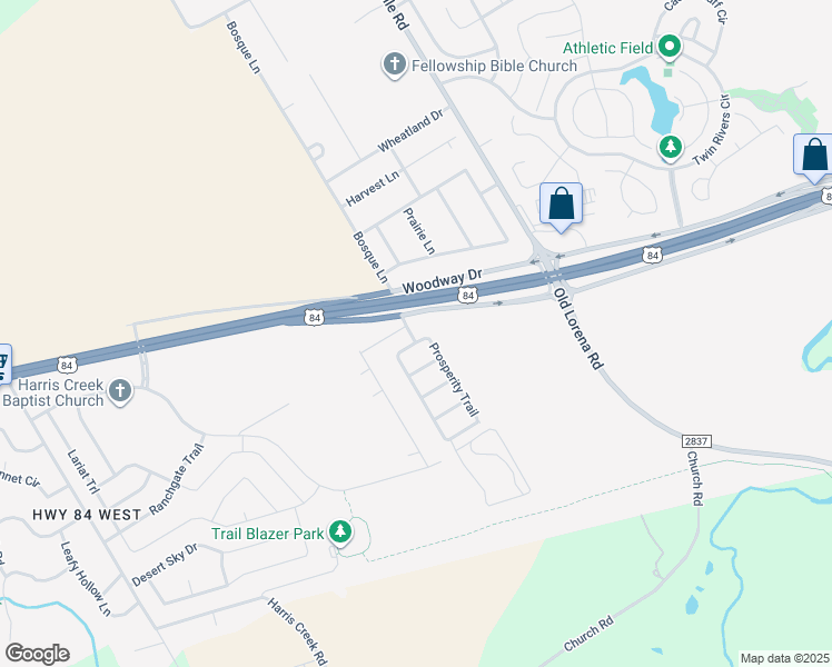 map of restaurants, bars, coffee shops, grocery stores, and more near 2008 Prosperity Trail in McGregor