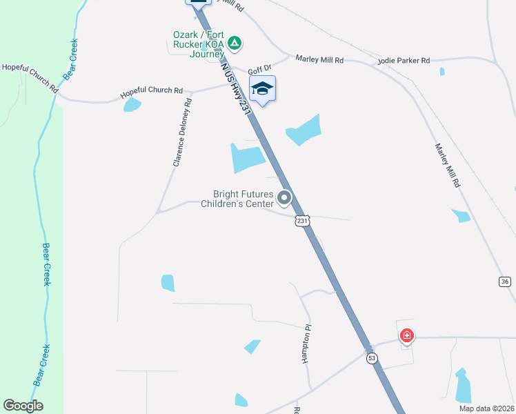 map of restaurants, bars, coffee shops, grocery stores, and more near 304 Sam Lisenby Road in Ozark