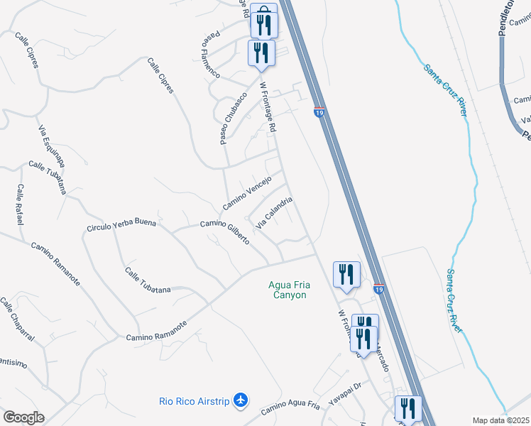 map of restaurants, bars, coffee shops, grocery stores, and more near 1245 Calle Picogordo in Rio Rico