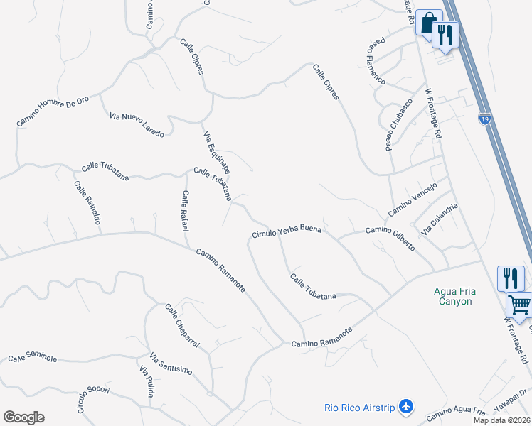 map of restaurants, bars, coffee shops, grocery stores, and more near 1239 Circulo Yerba Buena in Rio Rico