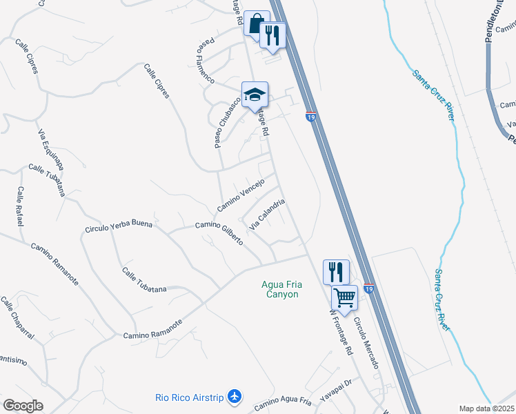 map of restaurants, bars, coffee shops, grocery stores, and more near 1245 Calle Picogordo in Rio Rico