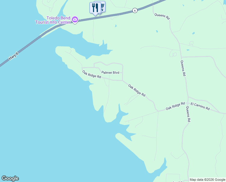 map of restaurants, bars, coffee shops, grocery stores, and more near 821 Oak Ridge Road in Many