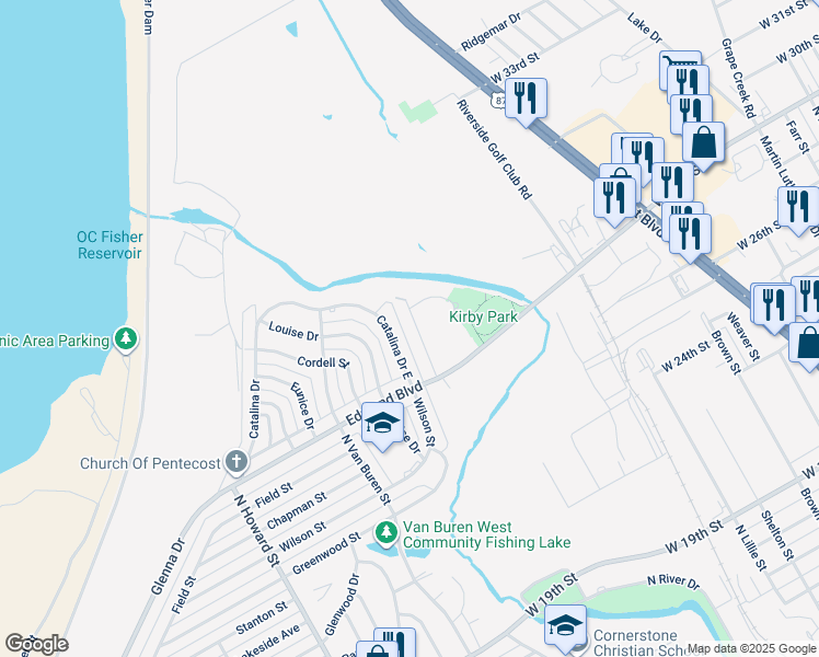 map of restaurants, bars, coffee shops, grocery stores, and more near 3001 Nueces Drive in San Angelo