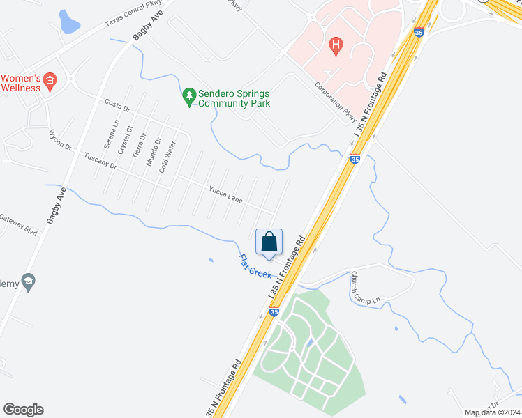 map of restaurants, bars, coffee shops, grocery stores, and more near La Sol Lane in Waco