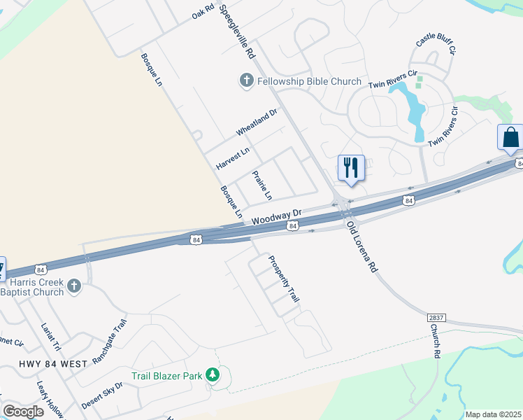 map of restaurants, bars, coffee shops, grocery stores, and more near 1001 Prairie Lane in McGregor