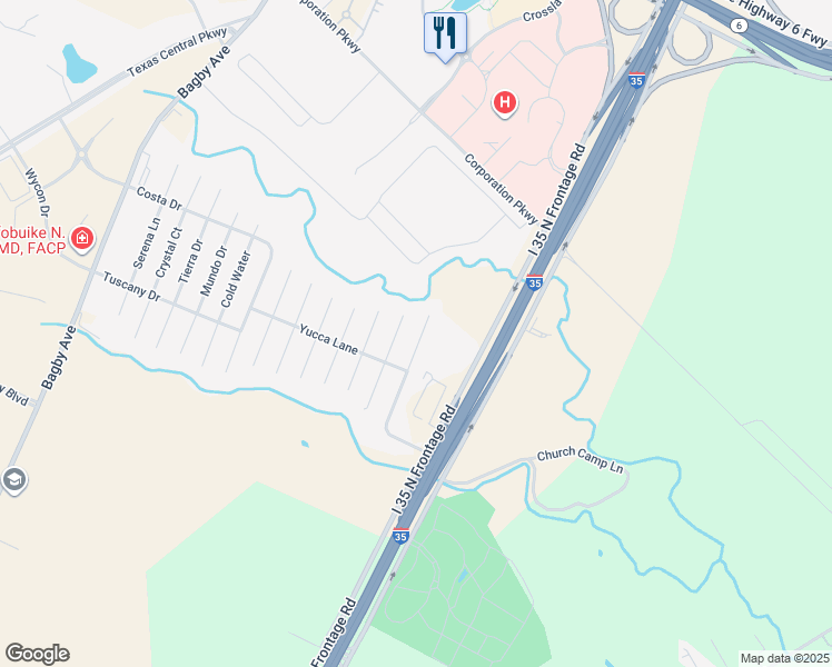 map of restaurants, bars, coffee shops, grocery stores, and more near 6525 Vista View Drive in Waco