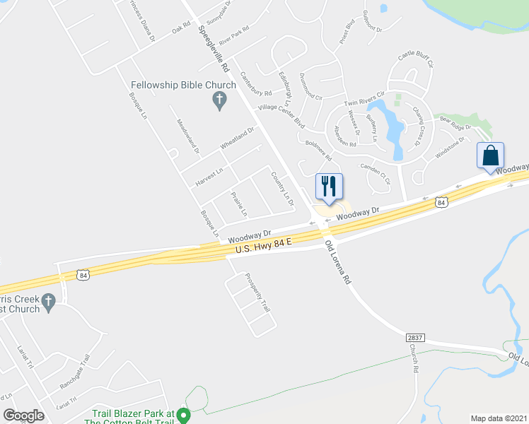 map of restaurants, bars, coffee shops, grocery stores, and more near 901 Morning Sun Lane in McGregor