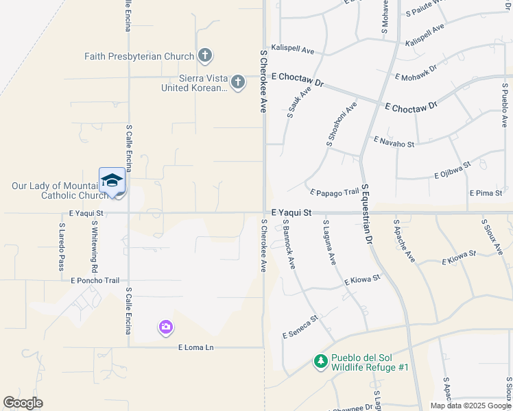 map of restaurants, bars, coffee shops, grocery stores, and more near 4656 South Cherokee Avenue in Sierra Vista