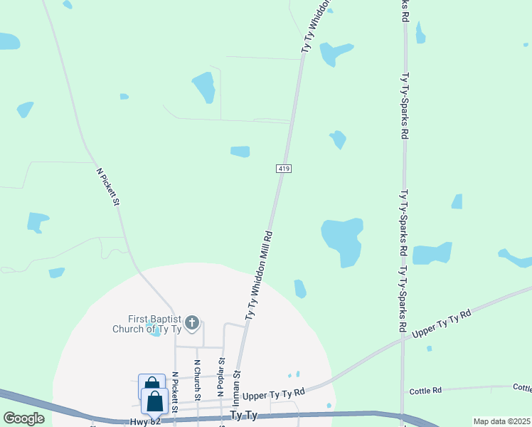 map of restaurants, bars, coffee shops, grocery stores, and more near in Ty Ty