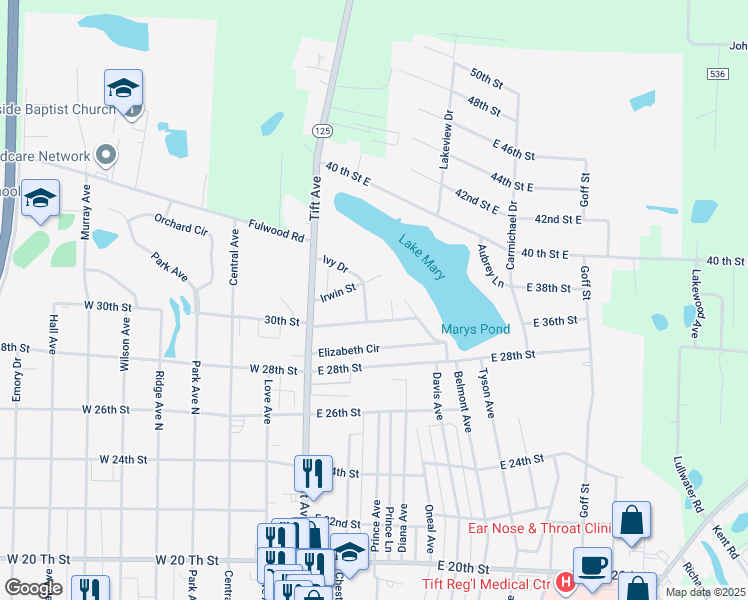 map of restaurants, bars, coffee shops, grocery stores, and more near 3005 Ivy Drive in Tifton