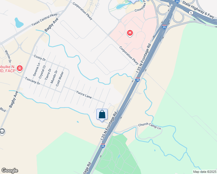 map of restaurants, bars, coffee shops, grocery stores, and more near 6525 Vista View Drive in Waco