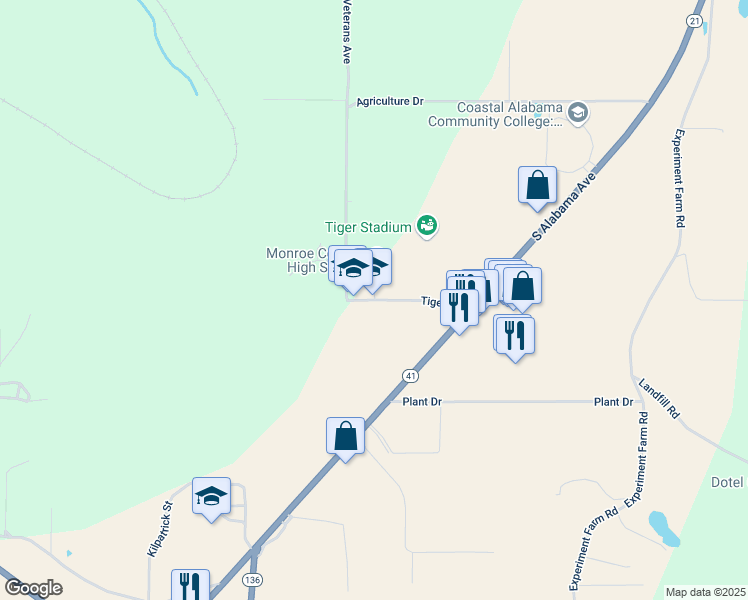 map of restaurants, bars, coffee shops, grocery stores, and more near 212 Tiger Drive in Monroeville