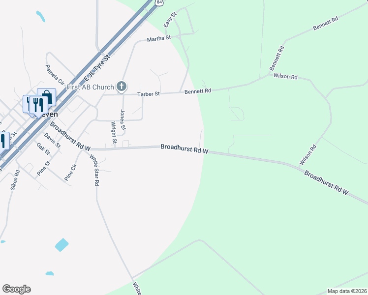 map of restaurants, bars, coffee shops, grocery stores, and more near 960 Broadhurst Road West in Screven