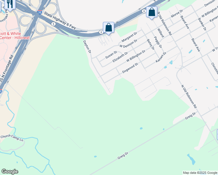 map of restaurants, bars, coffee shops, grocery stores, and more near 801 Dayton Drive in Robinson