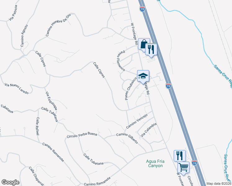 map of restaurants, bars, coffee shops, grocery stores, and more near 431 Circulo Cisne in Rio Rico