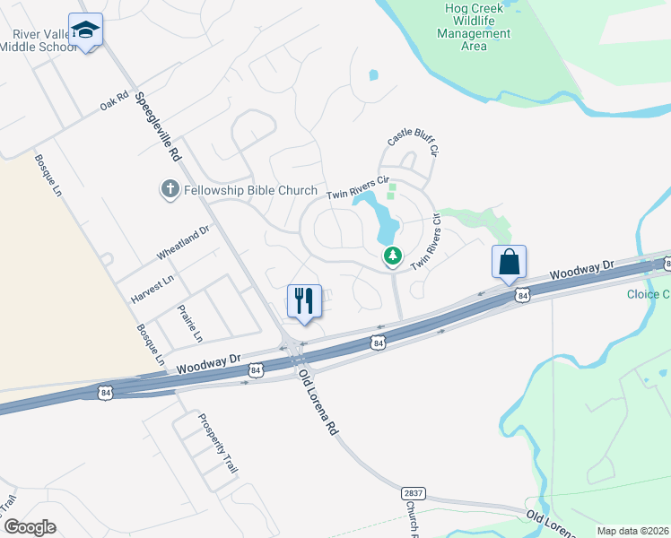 map of restaurants, bars, coffee shops, grocery stores, and more near 1005 Camden Court Circle in Woodway