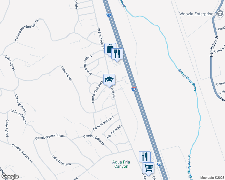 map of restaurants, bars, coffee shops, grocery stores, and more near 1374 West Frontage Road in Rio Rico