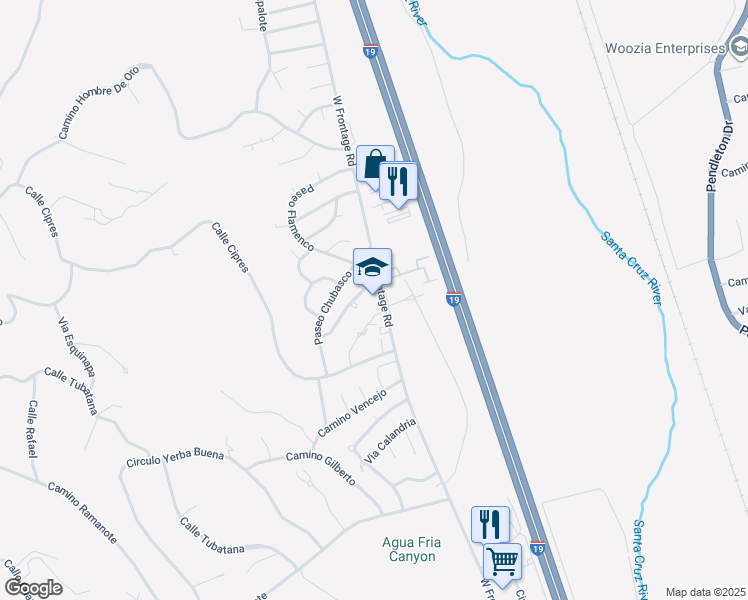 map of restaurants, bars, coffee shops, grocery stores, and more near 1374 West Frontage Road in Rio Rico