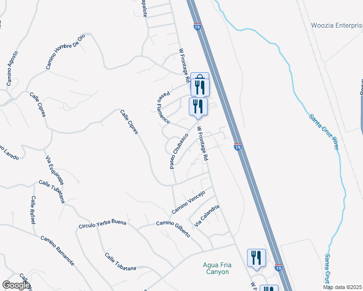 map of restaurants, bars, coffee shops, grocery stores, and more near 430 Avenida Oriol in Rio Rico
