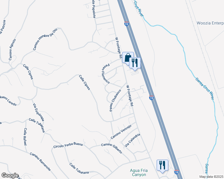 map of restaurants, bars, coffee shops, grocery stores, and more near 456 Paseo Flamenco in Rio Rico
