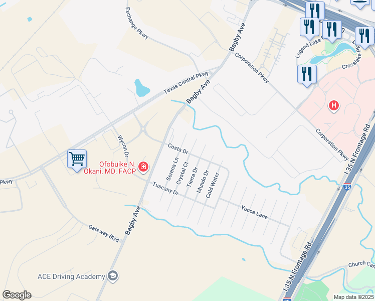 map of restaurants, bars, coffee shops, grocery stores, and more near 6429 Crystal Court in Woodway