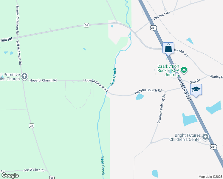 map of restaurants, bars, coffee shops, grocery stores, and more near 1179 Hopeful Church Road in Ozark