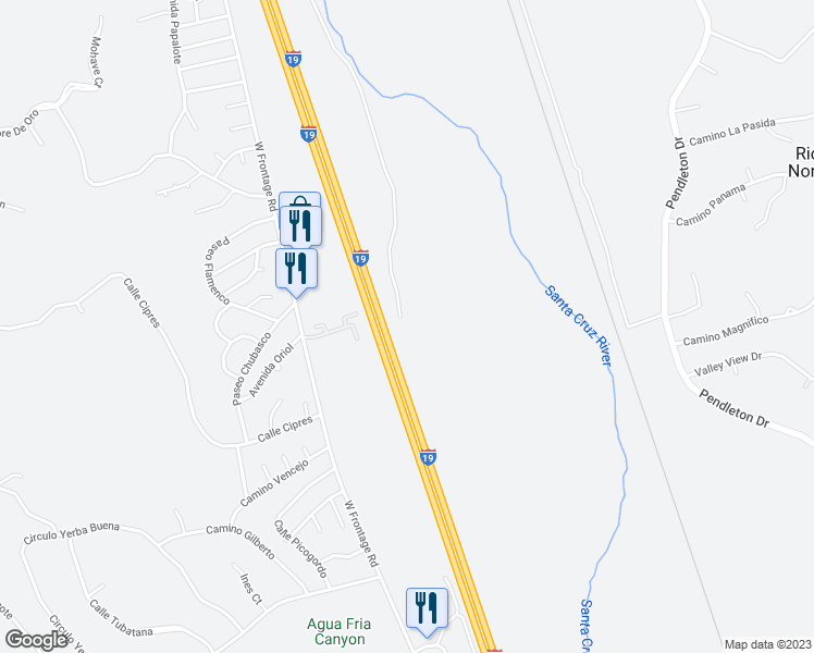map of restaurants, bars, coffee shops, grocery stores, and more near Unnamed Road in Rio Rico Northeast