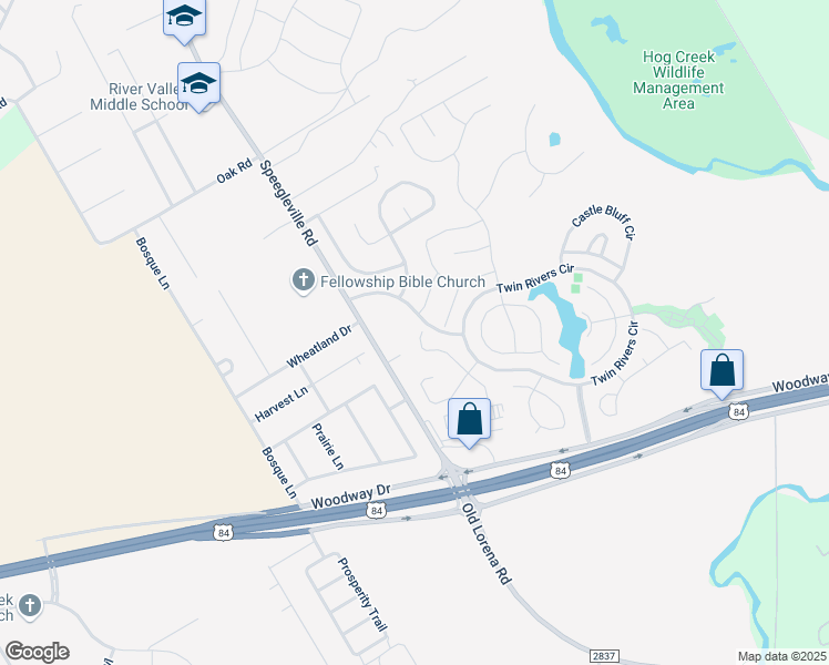 map of restaurants, bars, coffee shops, grocery stores, and more near 1140 Boldmere Road in Waco