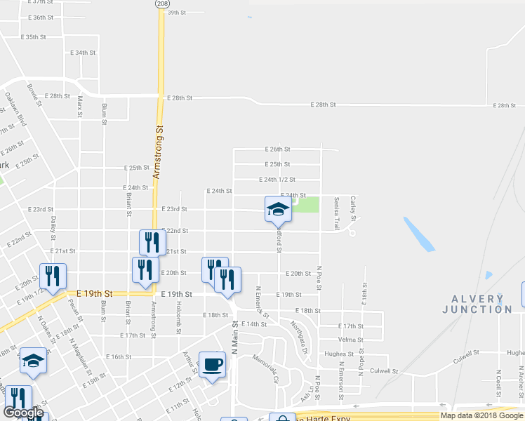 map of restaurants, bars, coffee shops, grocery stores, and more near 1152 East 23rd Street in San Angelo