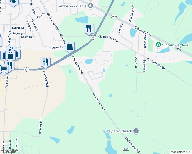 map of restaurants, bars, coffee shops, grocery stores, and more near 30 Big Lake Drive in Douglas