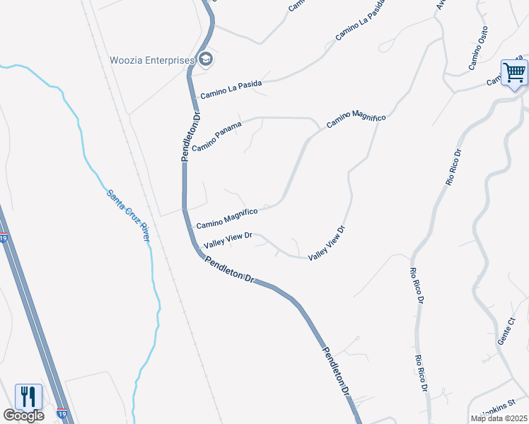 map of restaurants, bars, coffee shops, grocery stores, and more near 283 Camino Magnifico in Rio Rico