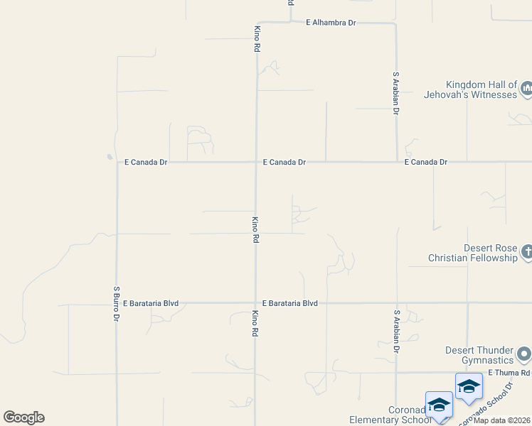 map of restaurants, bars, coffee shops, grocery stores, and more near 4533-4599 Kino Road in Sierra Vista