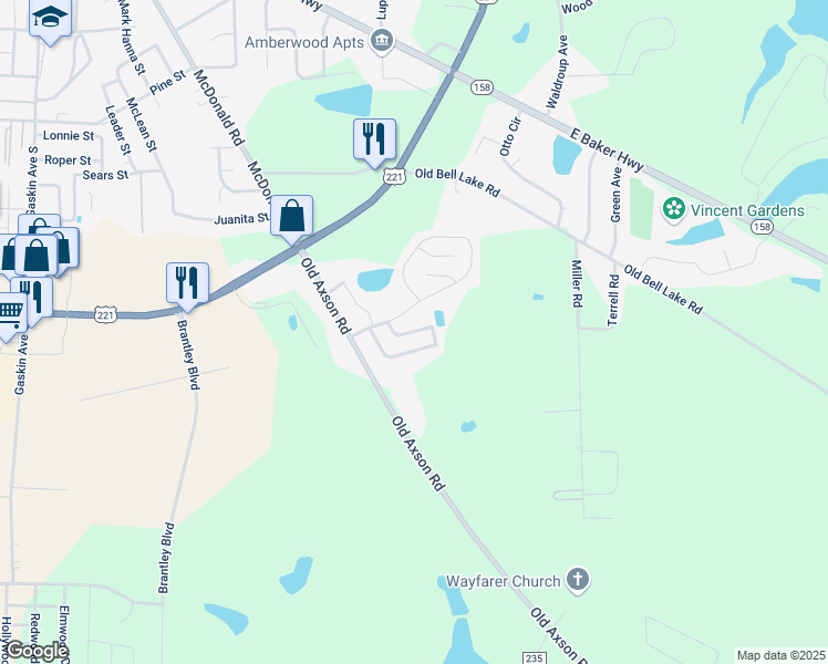 map of restaurants, bars, coffee shops, grocery stores, and more near 30 Big Lake Drive in Douglas