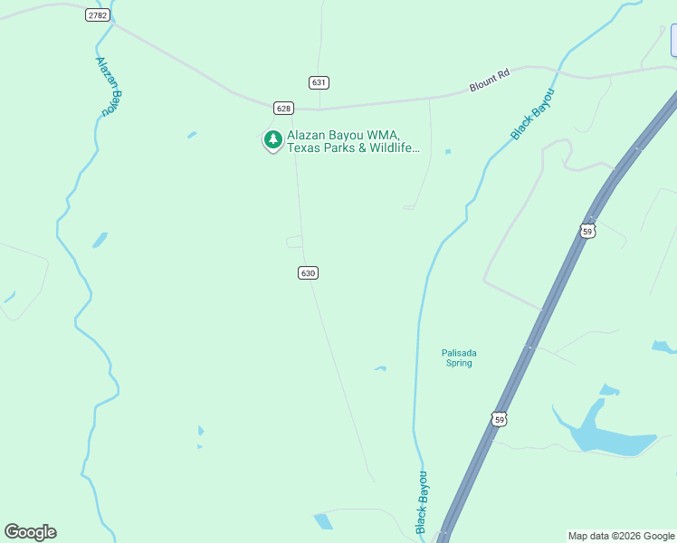 map of restaurants, bars, coffee shops, grocery stores, and more near 543 County Road 630 in Nacogdoches