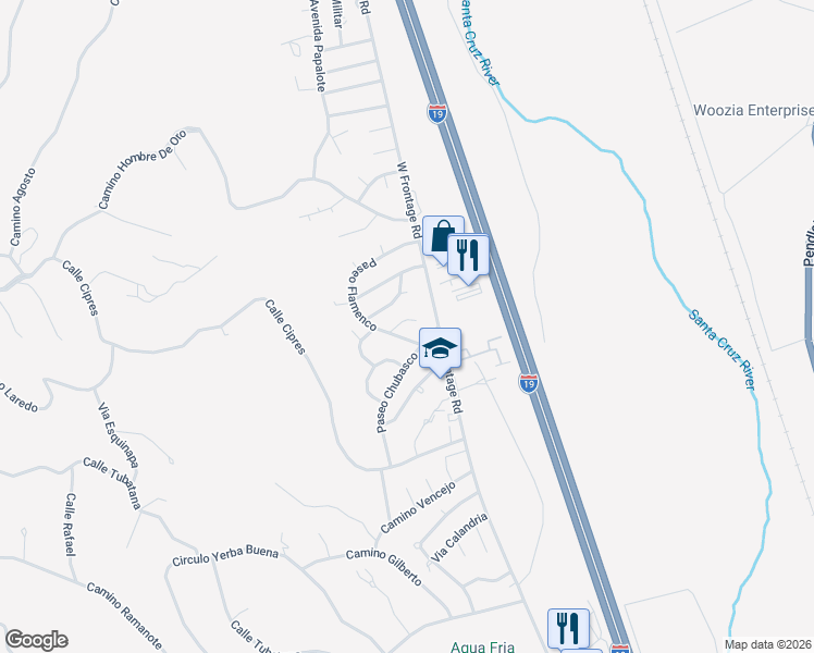 map of restaurants, bars, coffee shops, grocery stores, and more near 456 Paseo Flamenco in Rio Rico