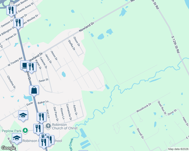 map of restaurants, bars, coffee shops, grocery stores, and more near 371 Violet Drive in Waco