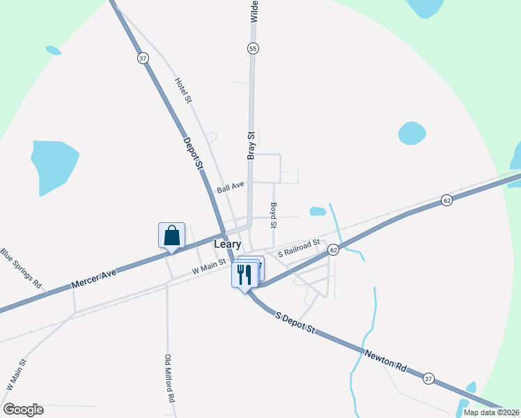 map of restaurants, bars, coffee shops, grocery stores, and more near 93 Hand Avenue in Leary