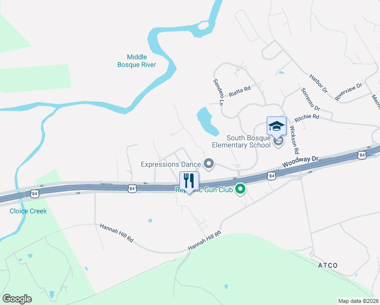 map of restaurants, bars, coffee shops, grocery stores, and more near 17026 Stone Briar Road in Woodway