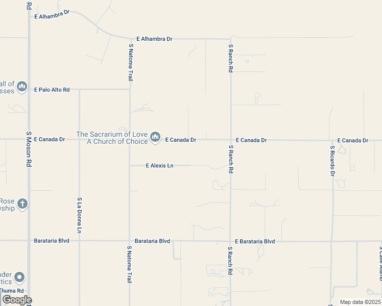 map of restaurants, bars, coffee shops, grocery stores, and more near 8242 East Canada Drive in Sierra Vista