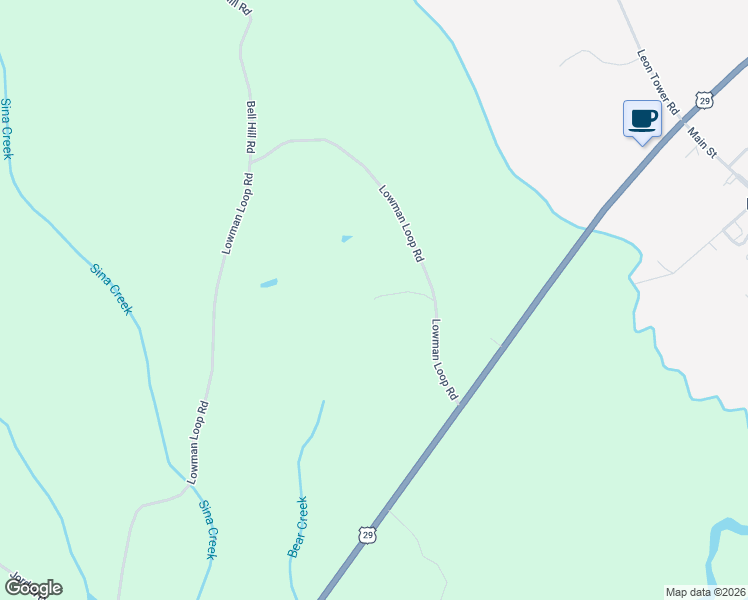 map of restaurants, bars, coffee shops, grocery stores, and more near Lowman Loop Road in Dozier