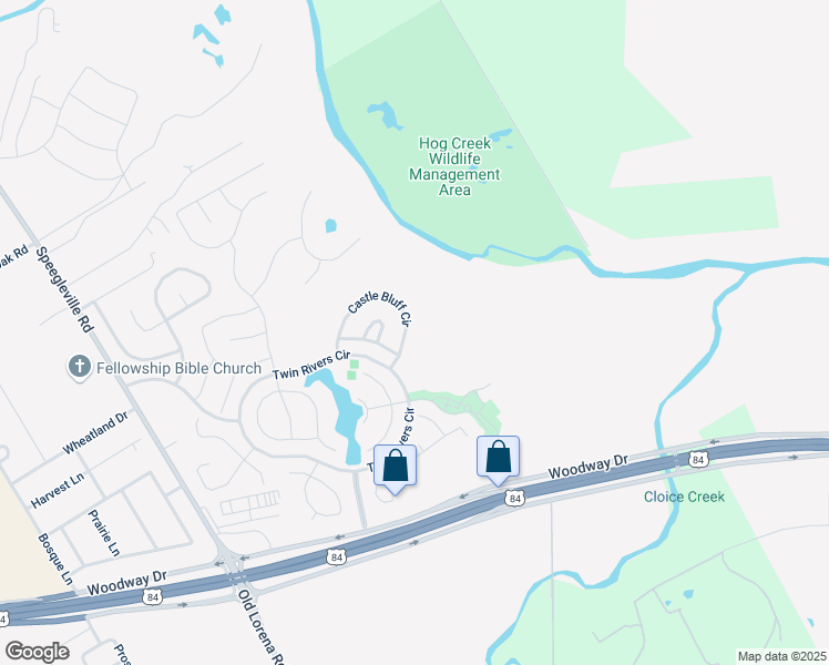 map of restaurants, bars, coffee shops, grocery stores, and more near 1113 Castle Bluff Circle in Woodway