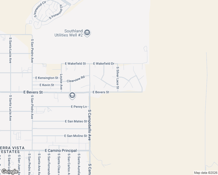 map of restaurants, bars, coffee shops, grocery stores, and more near 5342 East Desert Spoon Drive in Sierra Vista