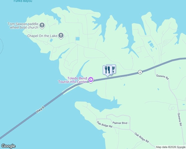map of restaurants, bars, coffee shops, grocery stores, and more near 15056 Texas Highway in Many