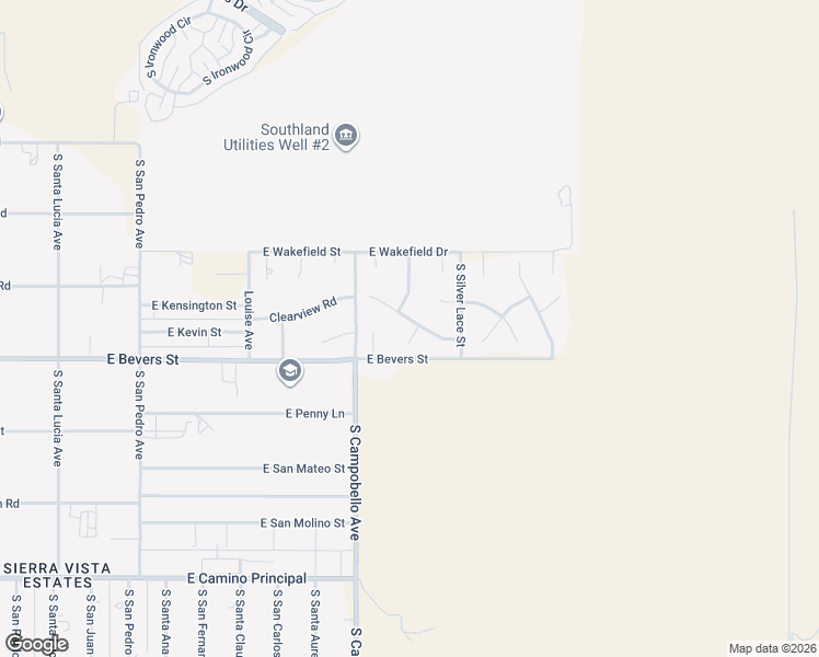map of restaurants, bars, coffee shops, grocery stores, and more near 4326 South Featherbush Court in Sierra Vista