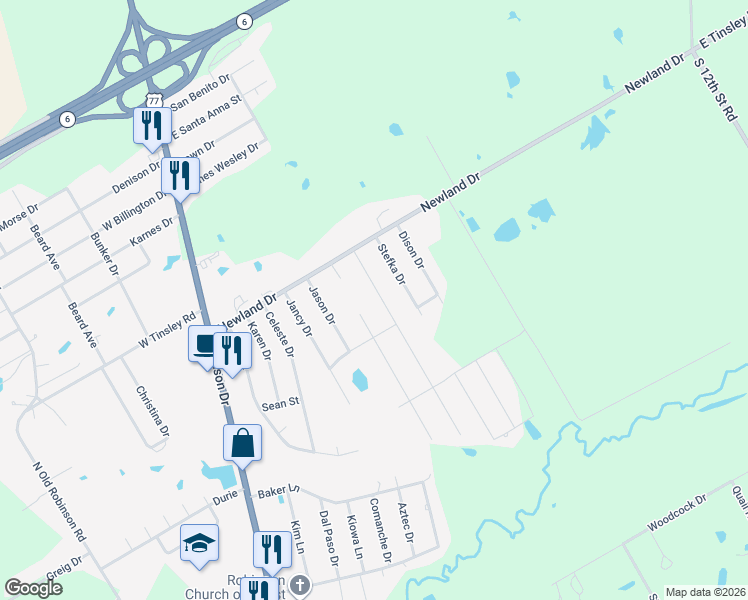 map of restaurants, bars, coffee shops, grocery stores, and more near 534 Stefka Drive in Robinson