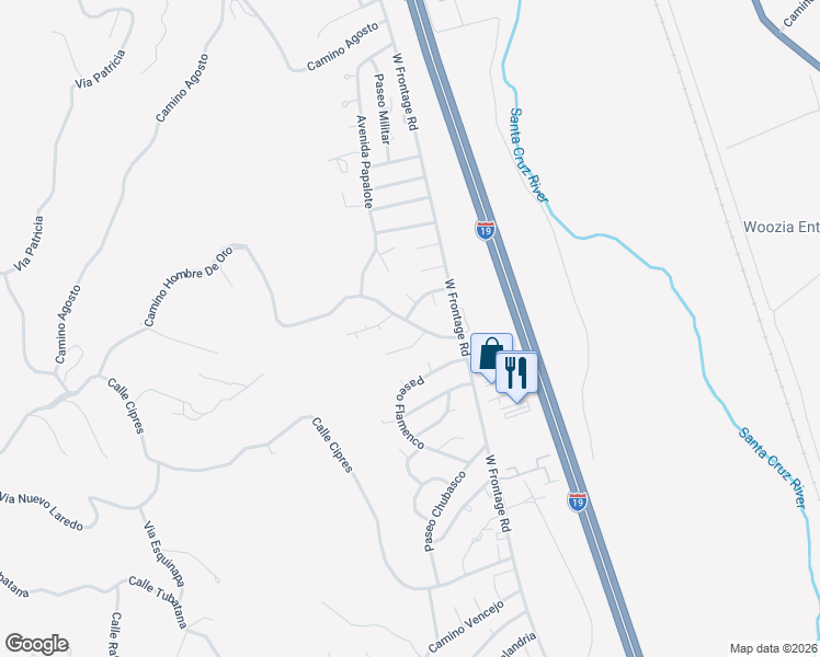 map of restaurants, bars, coffee shops, grocery stores, and more near 425 Camino Hombre De Oro in Rio Rico