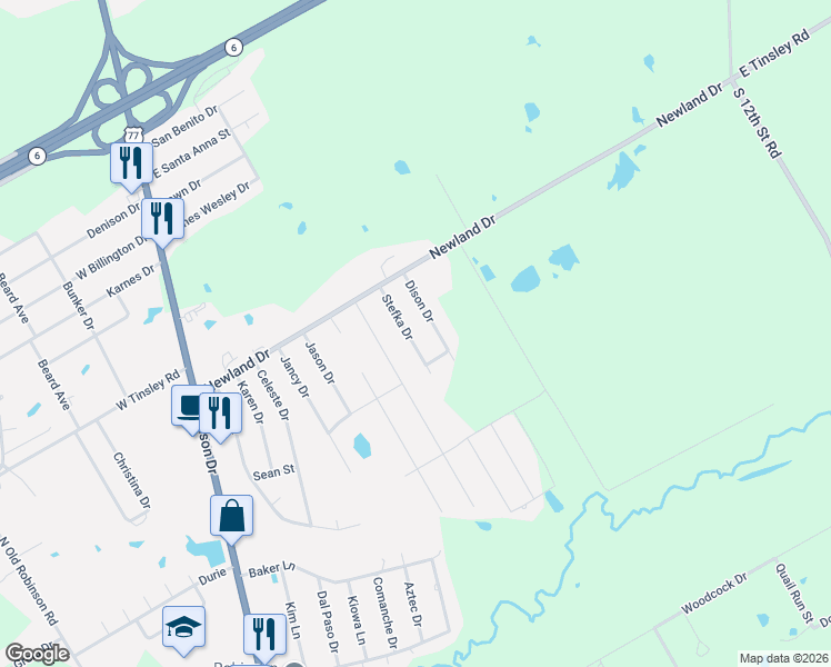 map of restaurants, bars, coffee shops, grocery stores, and more near 528 Dison Drive in Robinson
