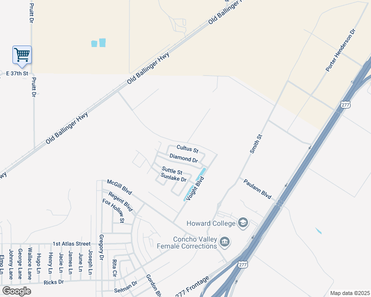 map of restaurants, bars, coffee shops, grocery stores, and more near Cultus St in San Angelo