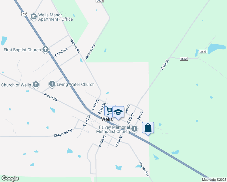 map of restaurants, bars, coffee shops, grocery stores, and more near in Wells